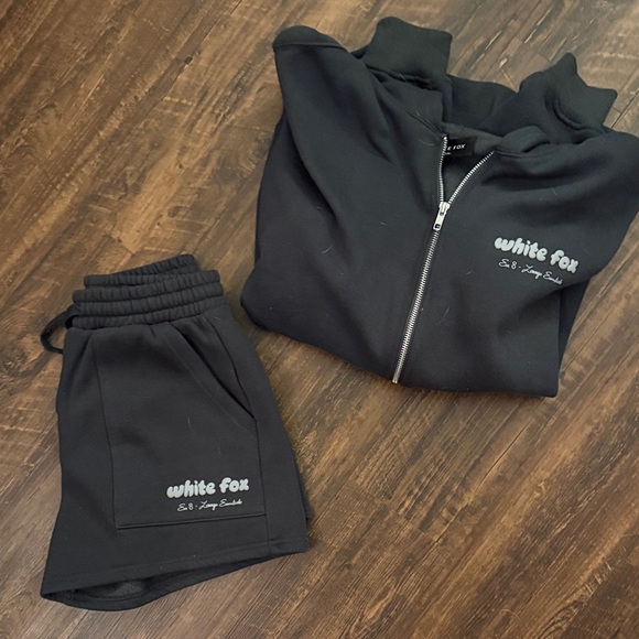 White Fox Boutique Tops - White Fox Boutique Black Hoodie and Shorts Set